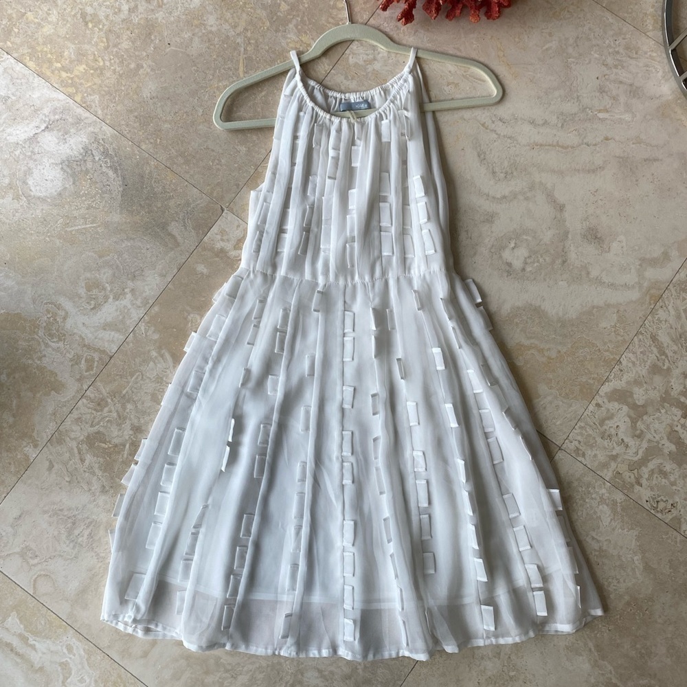 Minuet White Chiffon racerback fit and flair - M